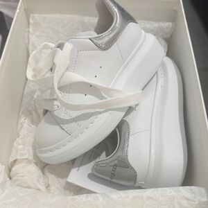 Alexander McQueen White and Metallic Sneakers